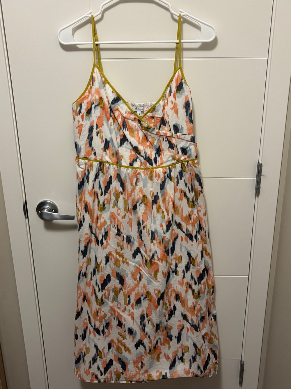 Reitmans White Dress with Coral, Navy & Olive Brushprint